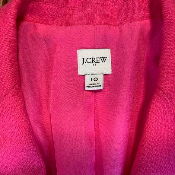 J. Crew Womens Hot Pink Linen Cotton Blazer Size 10 - Picture 4 of 14